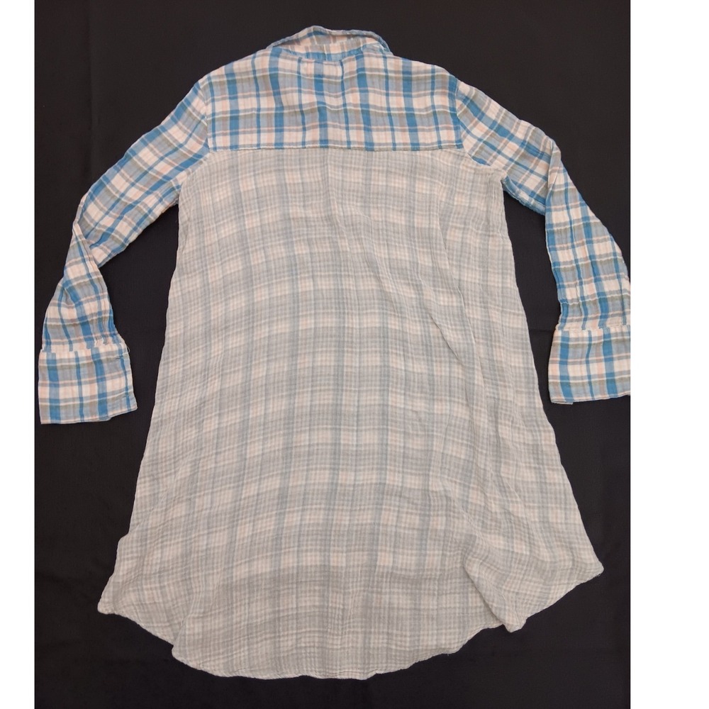 Saturday Sunday Anthropologie Mixed Media Tunic Shirt Dress Blue Pink Medium - Picture 12 of 12